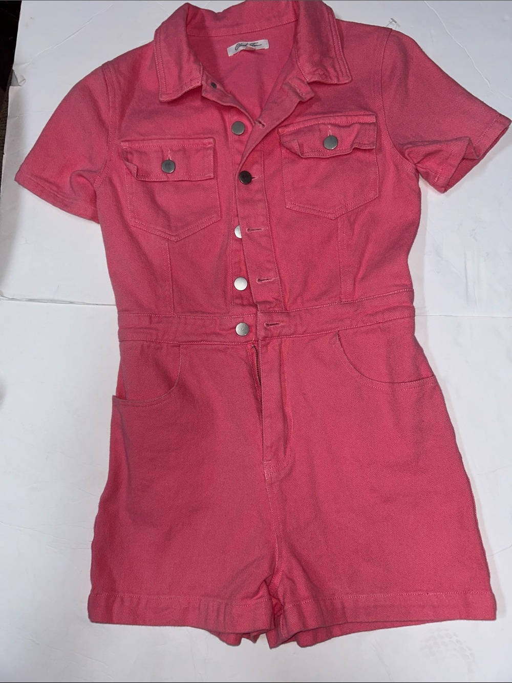 Women's Cloud Ten Short Sleeve Pink Denim Romper